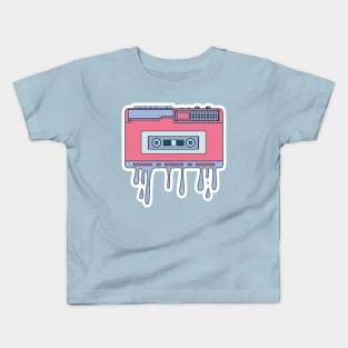 Boombox stereo and Cassette music vector sticker design illustration. Retro icons portable stereo cassette recorder sticker design logo. Kids T-Shirt